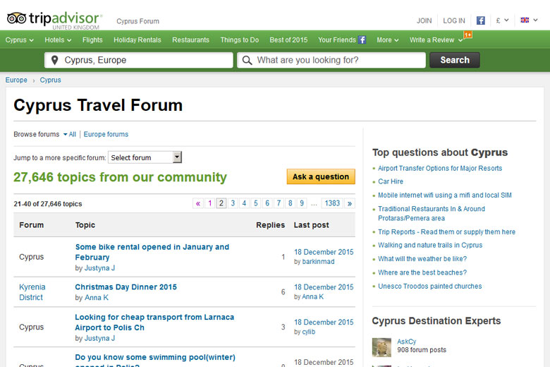 Tripadvisor forums courtesy of www.tripadvisor.co.uk