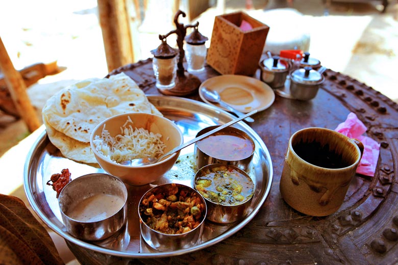 Vegetarian meal at a beach café in Goa Vegetarian meal at a beach café in Goa