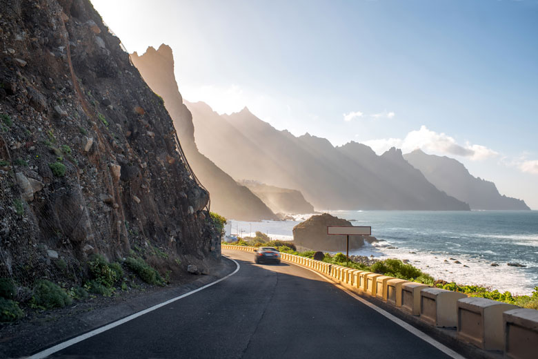 Driving down the dramatic west coast of Tenerife, Canary Islands Driving down the dramatic west coast of Tenerife, Canary Islands