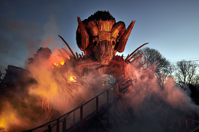 Wicker Man theme park ride at Alton Towers Resort Wicker Man theme park ride at Alton Towers Resort