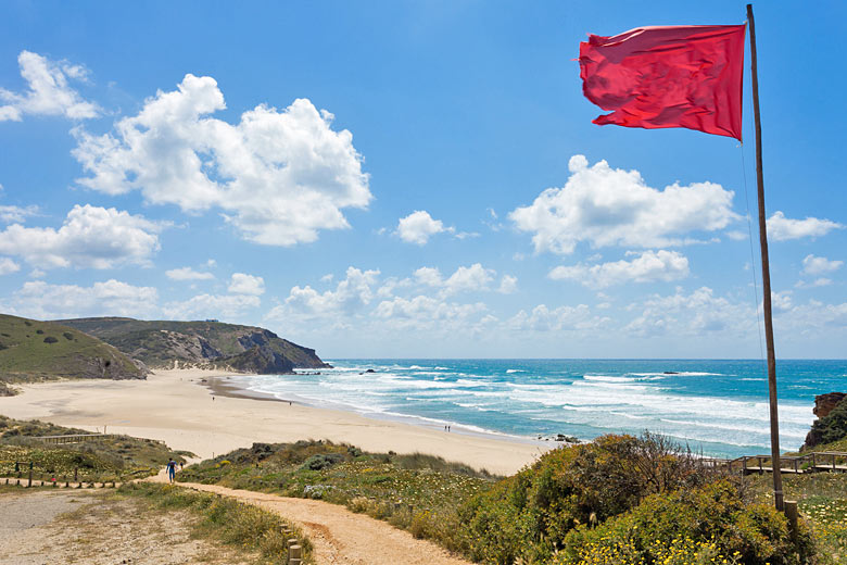 West-facing windy beach in the Algarve West-facing windy beach in the Algarve