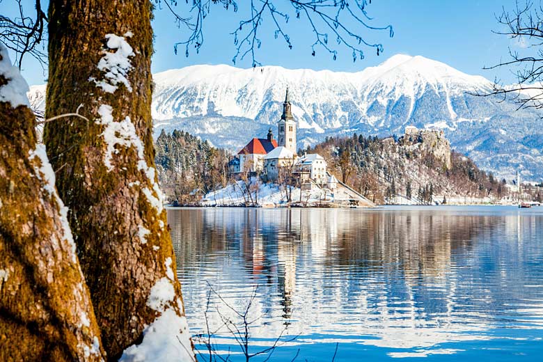 Beautiful Lake Bled in winter
