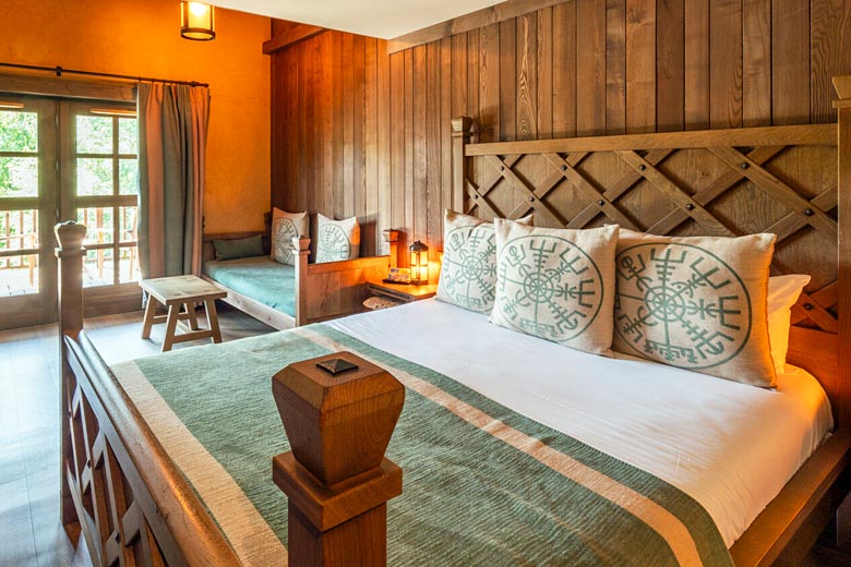 Inside a hanging wooden villa at La Cit&eacute; Suspendue