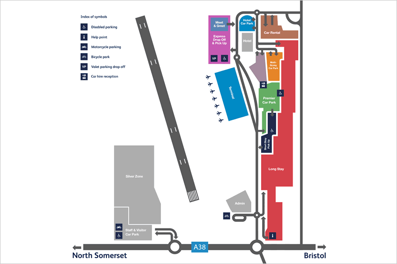 Bristol Airport car park map © Bristol Airport