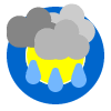 Mostly cloudy with rain (50 mm or more rainfall expected)